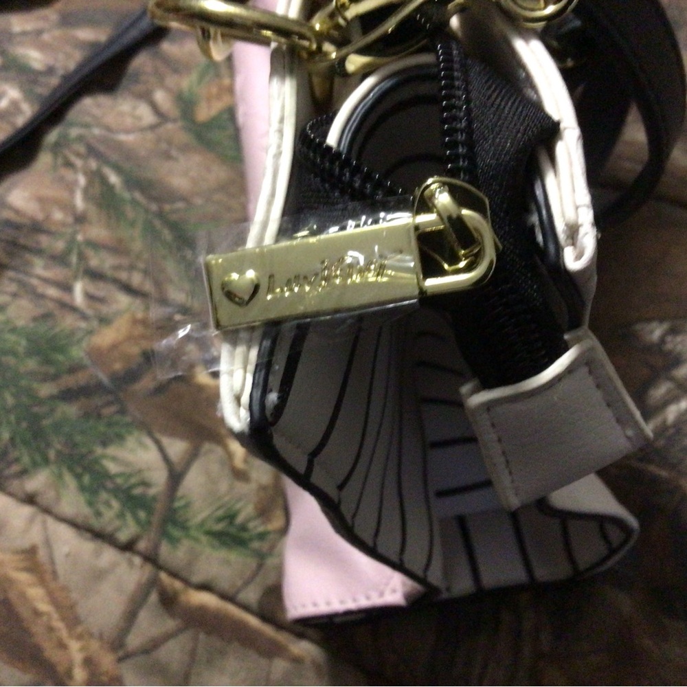 Betsey Johnson Pink, White, and Black Shoulder Bag - Picture 3 of 6
